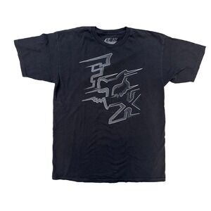 Fox‎ Racing TShirt Mens Large Black Big Logo Motocross Fox Head Dirt Bike Grunge